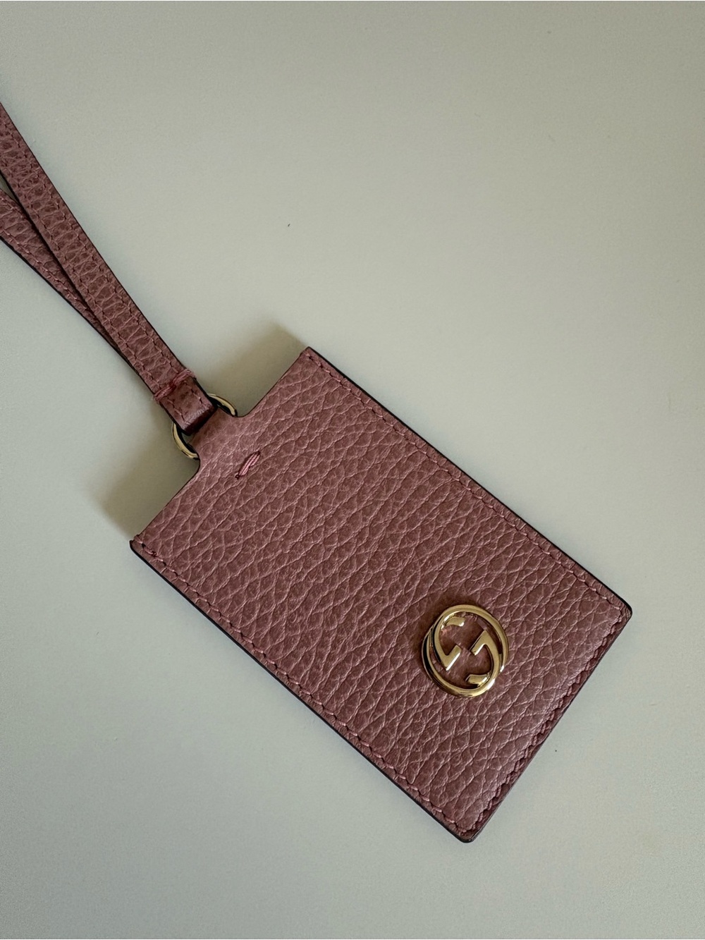 GUCCI Light Pink Calf Leather Luggage Tag NEW